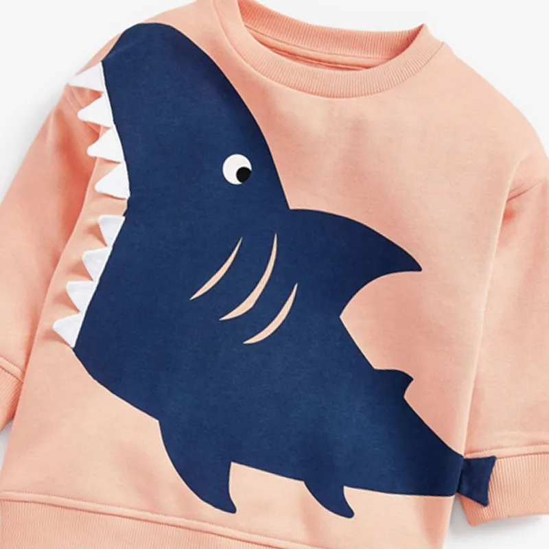 Children Kids Baby Fashion Girls Long Sleeve Cute Shark Print Sweatshirt