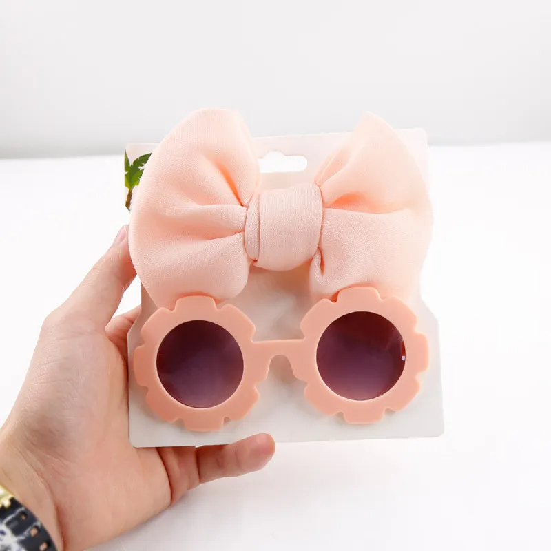 Kids Cute Sunglasses Space Cotton Solid Color Hairband Fashion Set