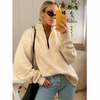 Women Autumn Winter Casual Half-Zipper Pullovers Long Sleeve Sweatshirts