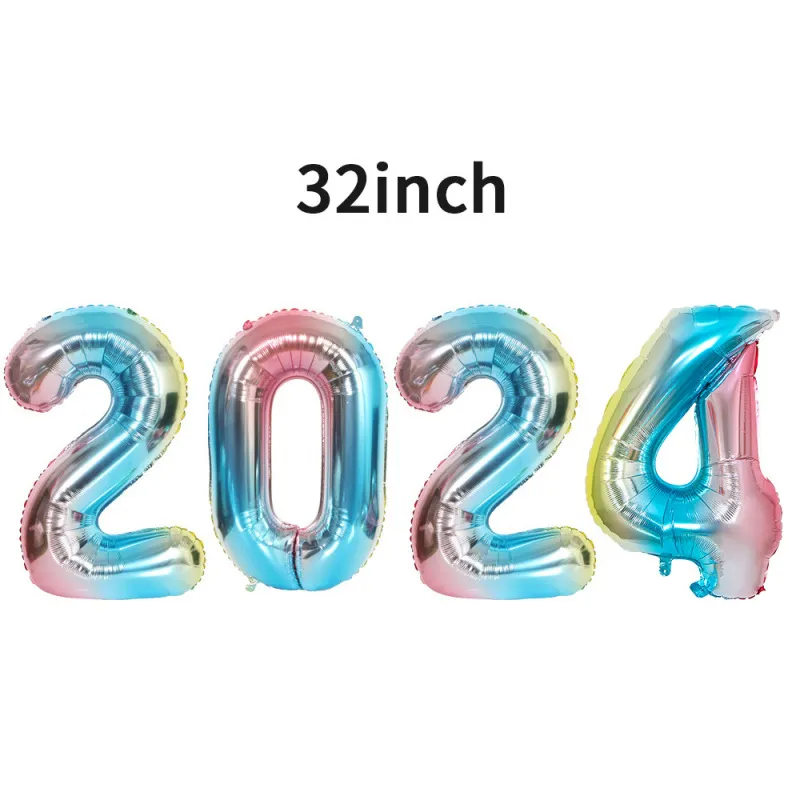 (Buy 1 Get 2 ) 32 Inch 2024 Digital Balloon New Year Day Party Venue Decoration