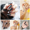 ( Buy 1 Get 1 ) Halloween Women Funny Glitter Pumpkin Spider Wearable False Nails