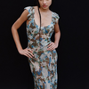 Women Fashion Elegant Floral Printing Sleeveless Long Dress