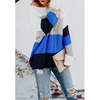 Women Casual Rainbow Color Stripe Stitching Pullover Loose Knitted Sweater