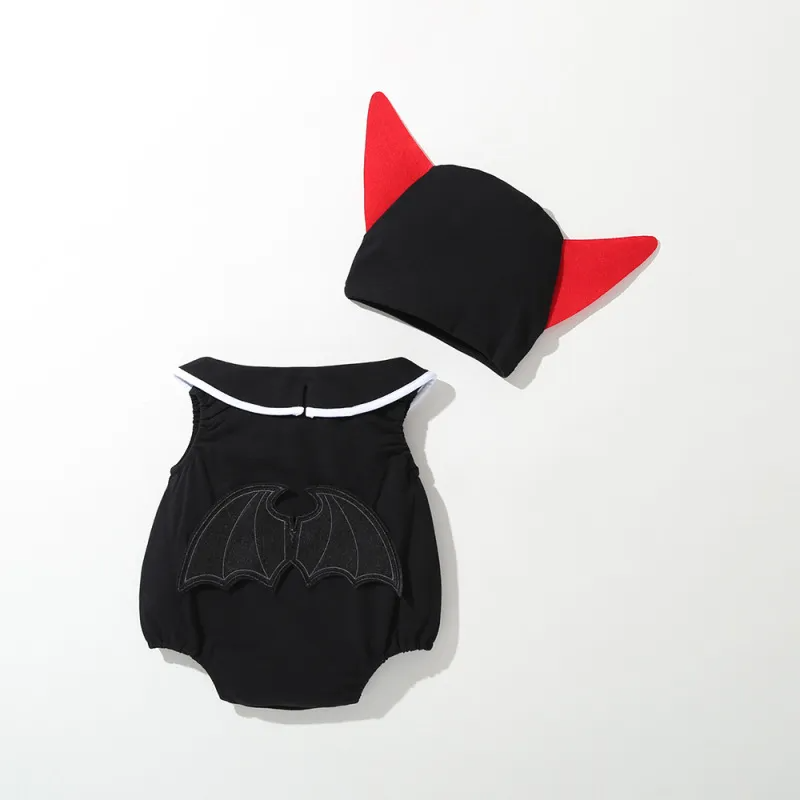 Kids Baby Girls Boys Autumn Winter Fashion Casual Cute Halloween Bat Pattern Romper Set