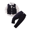 Kids Toddler Boys Spring Autumn Fashion Casual British Style Bow Waistcoat Shirt Trousers Boys Party Clothing Set