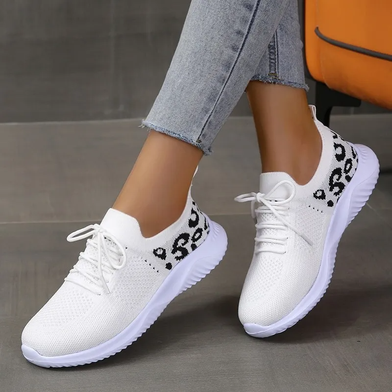 Women Casual Mesh Breathable Leopard Sneakers