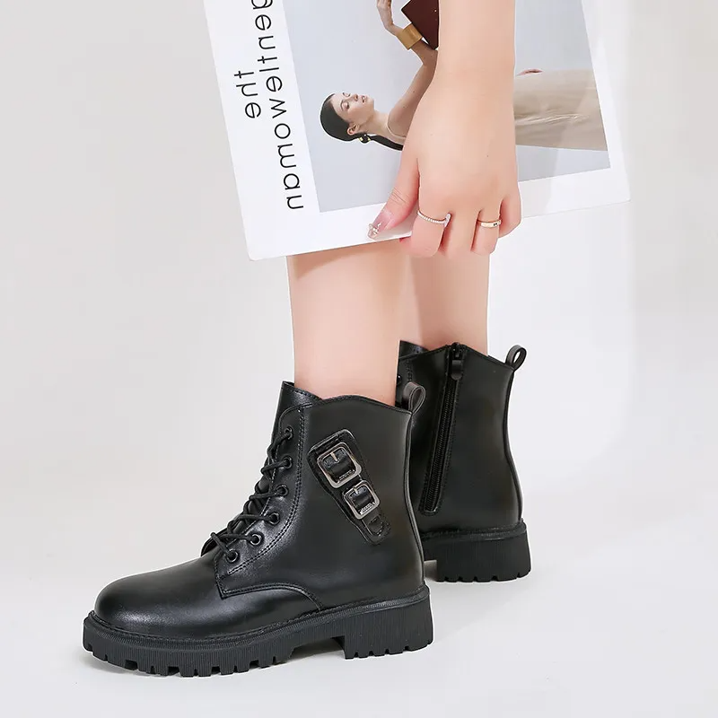 Winter Women Fashion British Style Thick-Soled Round Toe Short Boots