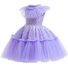 Kids Toddler Big Girls Fashion Party Cute Sweet Solid Color Sequins Pleated Sleeveless Mesh Party Tutu Dress