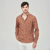 Men Fashion Casual Tiny Flower Long Sleeve Lapel Shirt