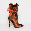 Women Fashion Camouflage Pointed Toe Stiletto Heel Boots