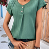 Summer Women Casual Solid Color Buttoned Fashion Short-Sleeved Blouse