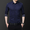 Men'S Casual Color Matching Irregular Line Slim Long-Sleeved Shirt