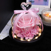 Christmas Immortal Flower With Lights Small Love Heart Glass Cover Natural Rose Valentine'S Day Gift