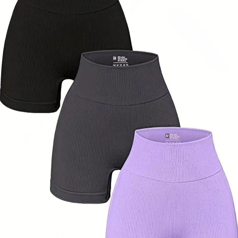 (Buy 1 Get 1) Women Basic High Waist Abdominal Hip Tight Seamless Yoga Running Sports Fitness Breathable Shorts