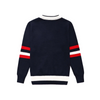 Kids Simple Preppy Stripe Single-Breasted Knit Coat