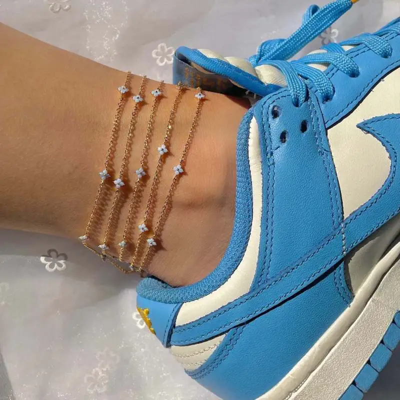 Summer Women Fashion Simple Beach Blue Floral Anklet