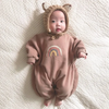 Baby Boys Girls Winter  Rainbow Strip Long Sleeve Round Neck Bodysuit