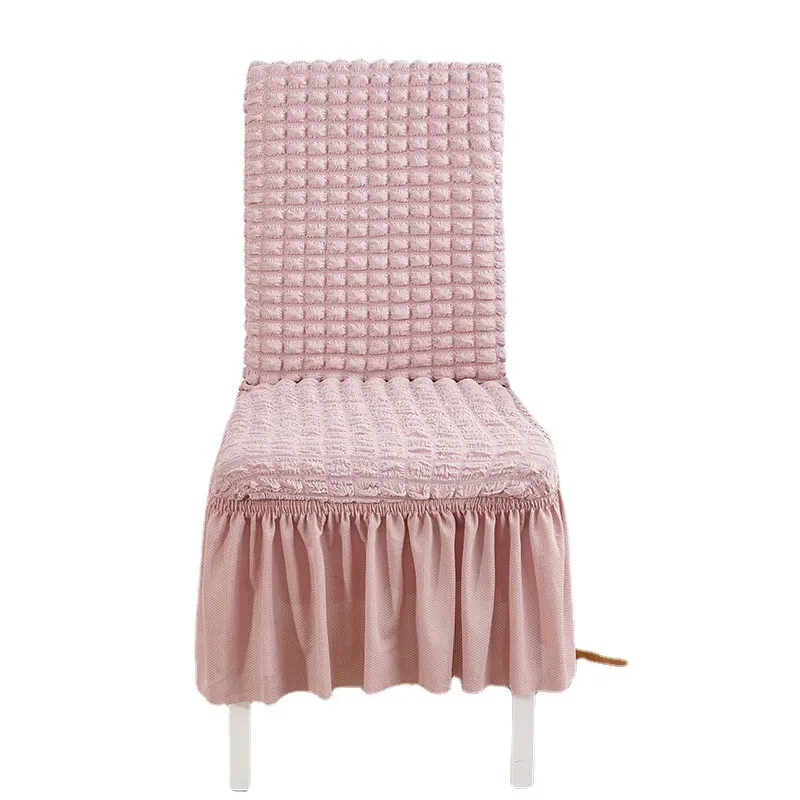 Solid Color Seersucker Elastic Seat Cover Home Dustproof Chair Cover