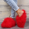 Winter Women Fashion Solid Color Plush Flat House Slippers