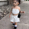 Kids Toddler Girls Summer Fashion Casual Cute Sweet Solid Color Tube Top Shorts Set