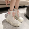 Women Fashion Thick Sole Sweet Cool Lace Up Pink Short Boots