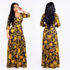 Women Ramadan /Eid Fashion Casual Printed V-Neck Long Sleeve Dress