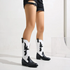 Women Fashion Plus Size Geometric Stitching Point Toe Knights Mid-Calf Boots