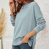 Women Autumn Winter Round Neck Long Sleeve Solid Basic Sweatshirt