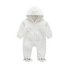 Baby Simple Long Sleeve Hooded Zipper Warm Plush Pajamas Jumpsuit