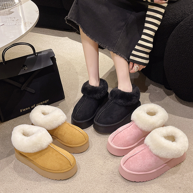 Fall/Winter Women Fashion Solid Color Thick-Soled Plush Padded Snow Boots