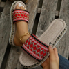 Women Fashion Plus Size Ethnic Style Rope Woven Thick-Soled Comfortable Slippers