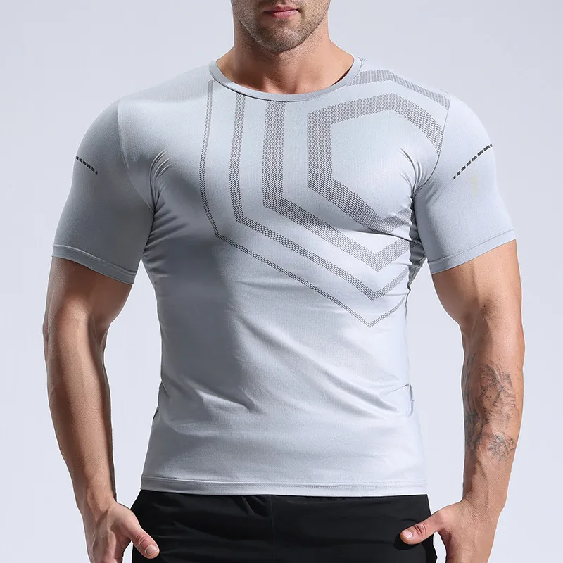 Men Casual Quick-Drying Short-Sleeved Tight Sports T-Shirt