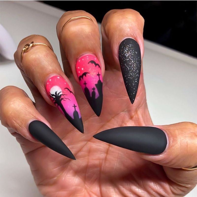 Halloween Women Cartoon Funny Skull Wearable False Nails