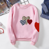 Women Casual Basic Heart Printed Round Neck Sweatshirt