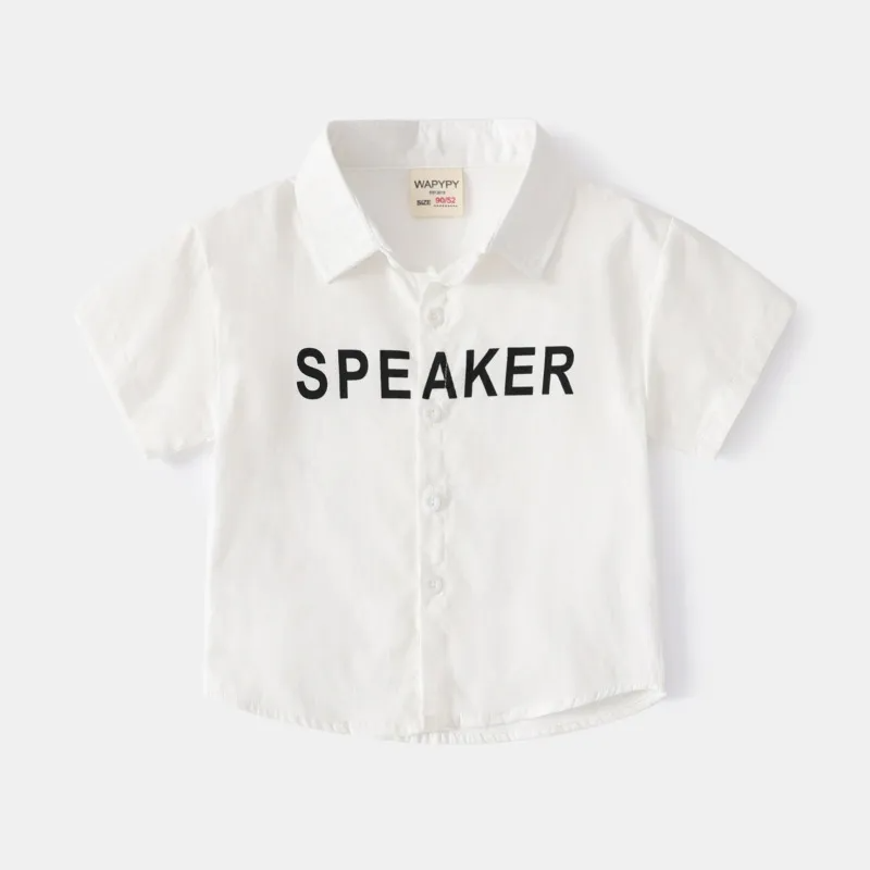 Children Kids Toddlers Boys Short Sleeve Letter Print Shirt