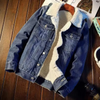 Men Autumn Winter Fashion Casual Simple Solid Color Denim Single-Breasted Lapel Buckle Plus Size Jacket Coat