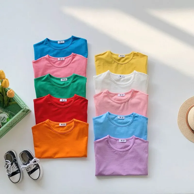 (Buy 1 Get 1) Children Kids Baby Fashion Girls Boys Short-Sleeved Candy Color T-Shirt