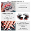 Women Fashion Multicolor Mink Hair Eyelashes Christmas Pattern False Nail Set