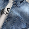 Boys Fashion Lapel Letter Embroidered Denim Shirt