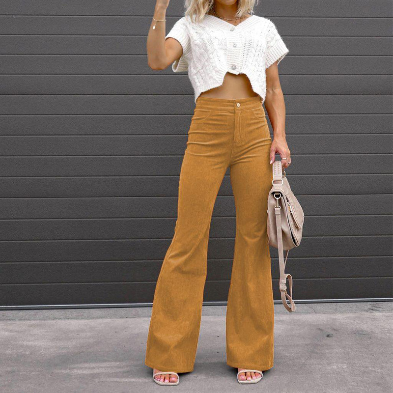 Women'S Fashion Solid Color Corduroy Flared Pants