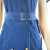 Women'S Fashion Sexy Lapel Sleeveless Double-Breasted Denim Dress