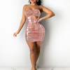 Women Fashion Sexy Drawstring Bodycon Cut Out Dress