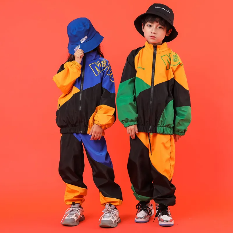 Kids Casual Hip-Hop Color Blocking Long Sleeve Letter Pattern Zipper Coat