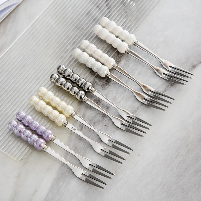 (Buy 1 Get 1) Creative Ceramic Stainless Steel Fruit Fork Set