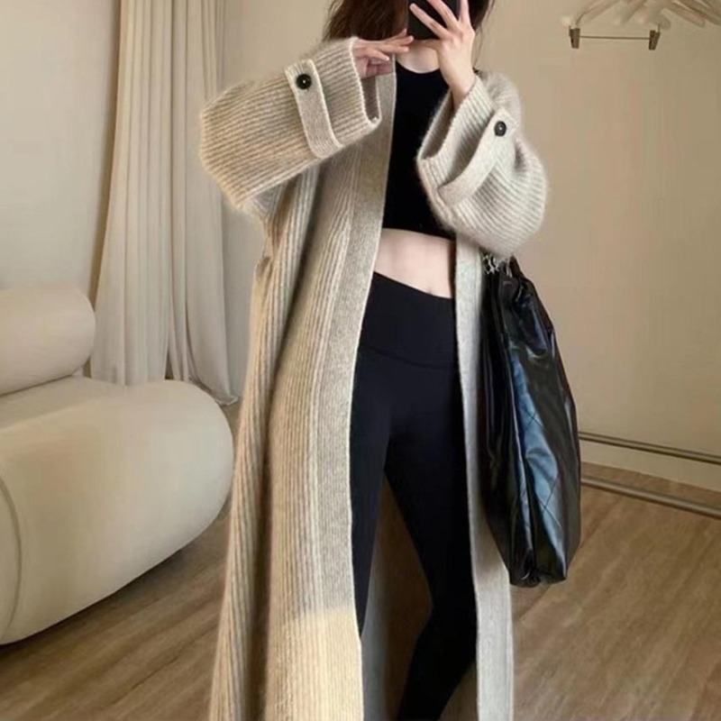 Women Fashion Winter Solid Color Knitted Sweater Coat