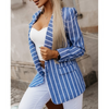Women Fashion Casual Fashion Stripe Printed Long Sleeve Suit Jacket Blazers