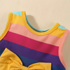 Kids Baby Girls Summer Butterfly Headband Rainbow Stripe Sleeveless Round Neck Princess Dress Set