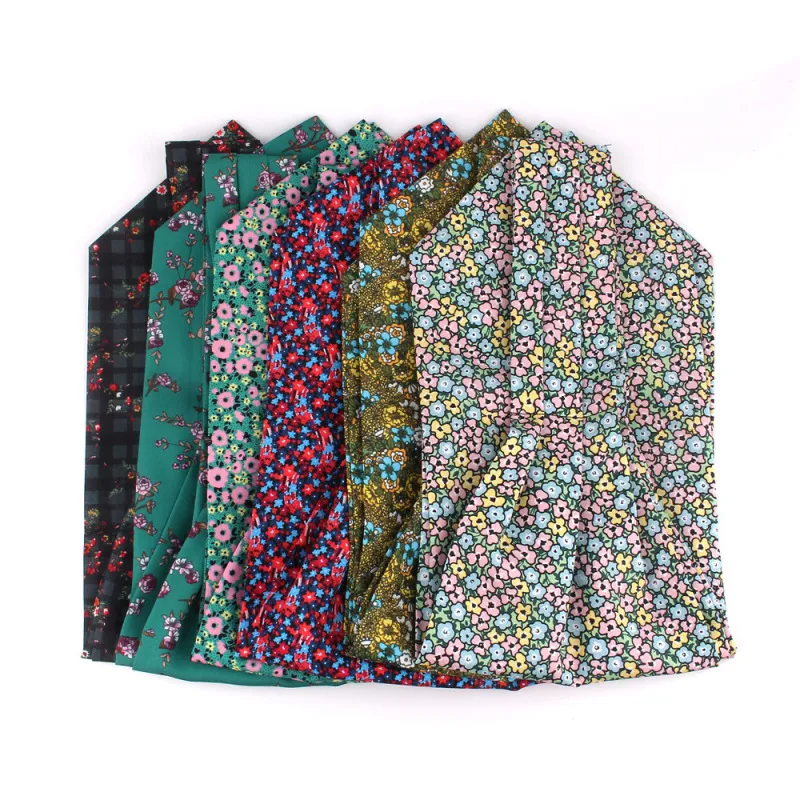 (Buy 1 Get 1) Men Fashion British Polyester Tiny Flower Printed Suit Shirt Tie Scarf