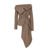 Women Fashion Plaid Pattern Irregular Hem Lapel Blazer