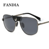 Men Fashion Round Metal Frame With Leather Sunglasses